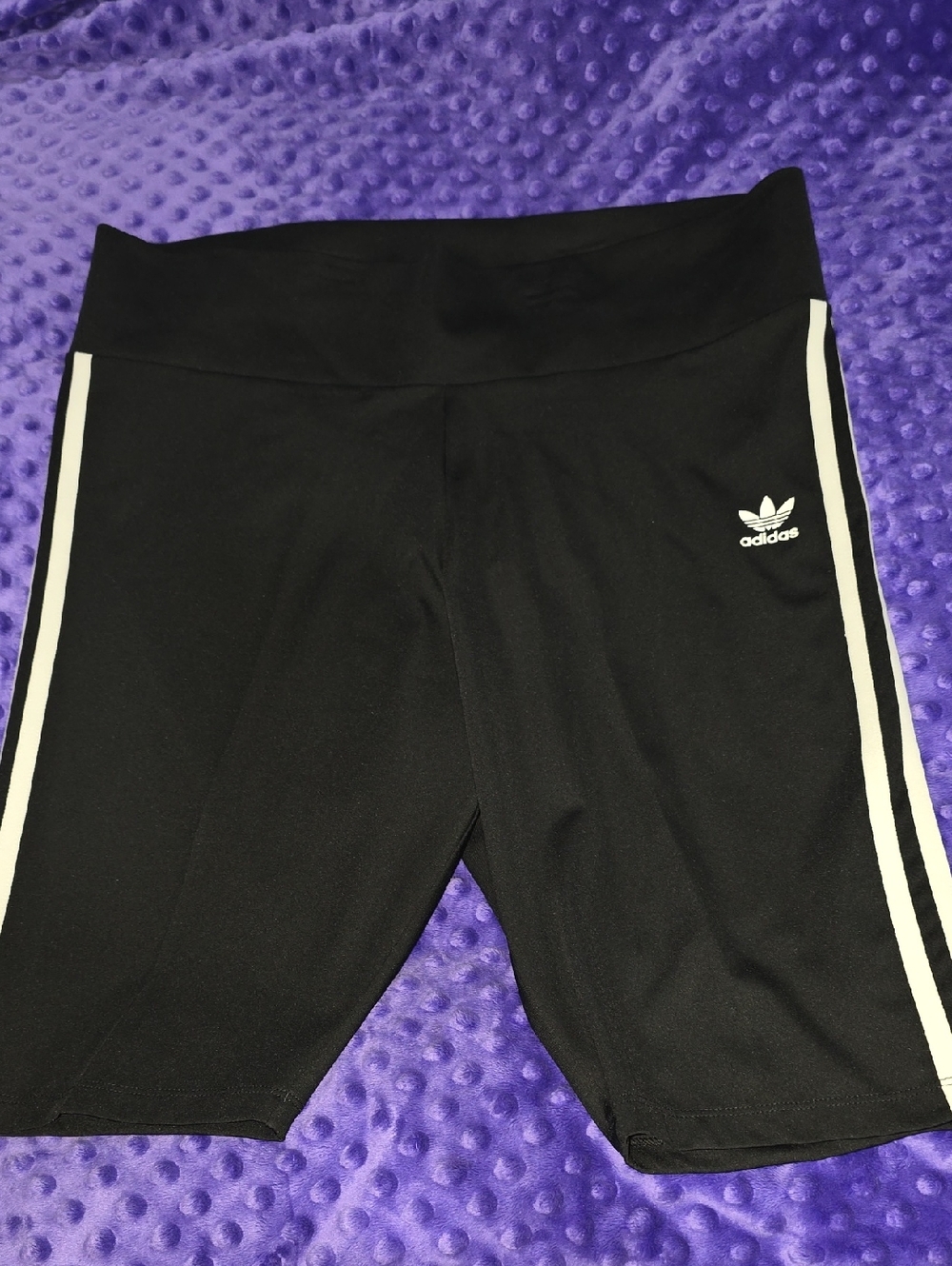 adidas Black Bike Shorts with White Side Stripes
